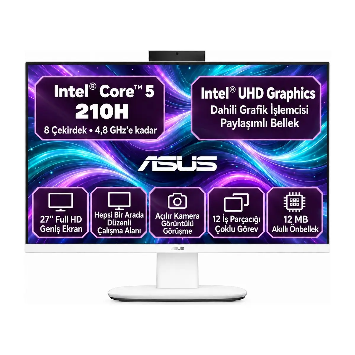 Asus Aıo V470VA V470VAK C516512W0D S1 Intel Core 5 210H 16GB 512GB 27'' Beyaz All In One Bilgisayar
