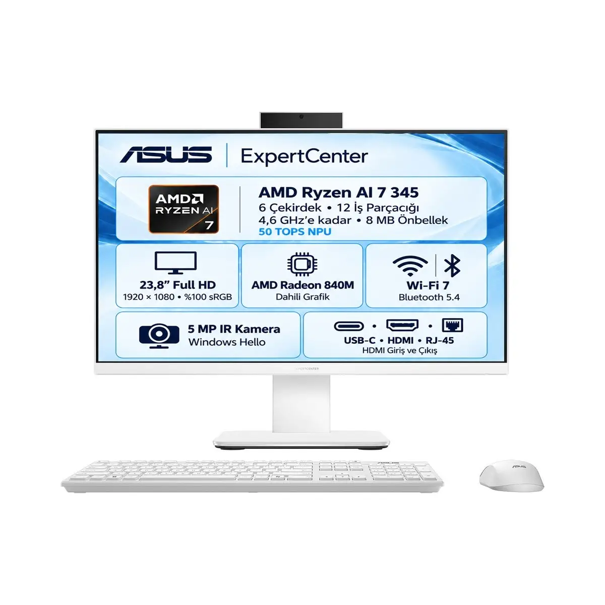 Expertcenter P600 Aio PM640KA Ryzen Aı 7 345 64GB 2tb SSD 23.8" Fhd Windows 11 Pro Beyaz All In One Bilgisayar Snertech WPC0340 S10