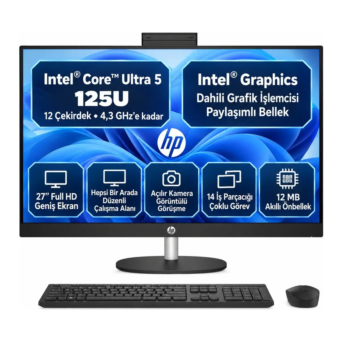HP AIO B05RWEA S2 Intel Core Ultra 5 125U 16GB 1TB SSD 27" Windows 11 Home All In One Bilgisayar