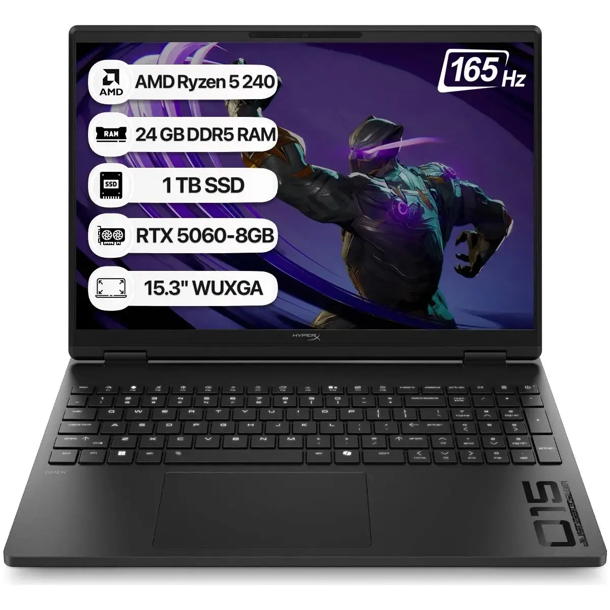 Hyperx Omen 15 D2QW3EA Amd Ryzen 5 240 24GB 1tb SSD RTX5060-8GB Freedos 15.3" Wuxga 165Hz Taşınabilir Bilgisayar