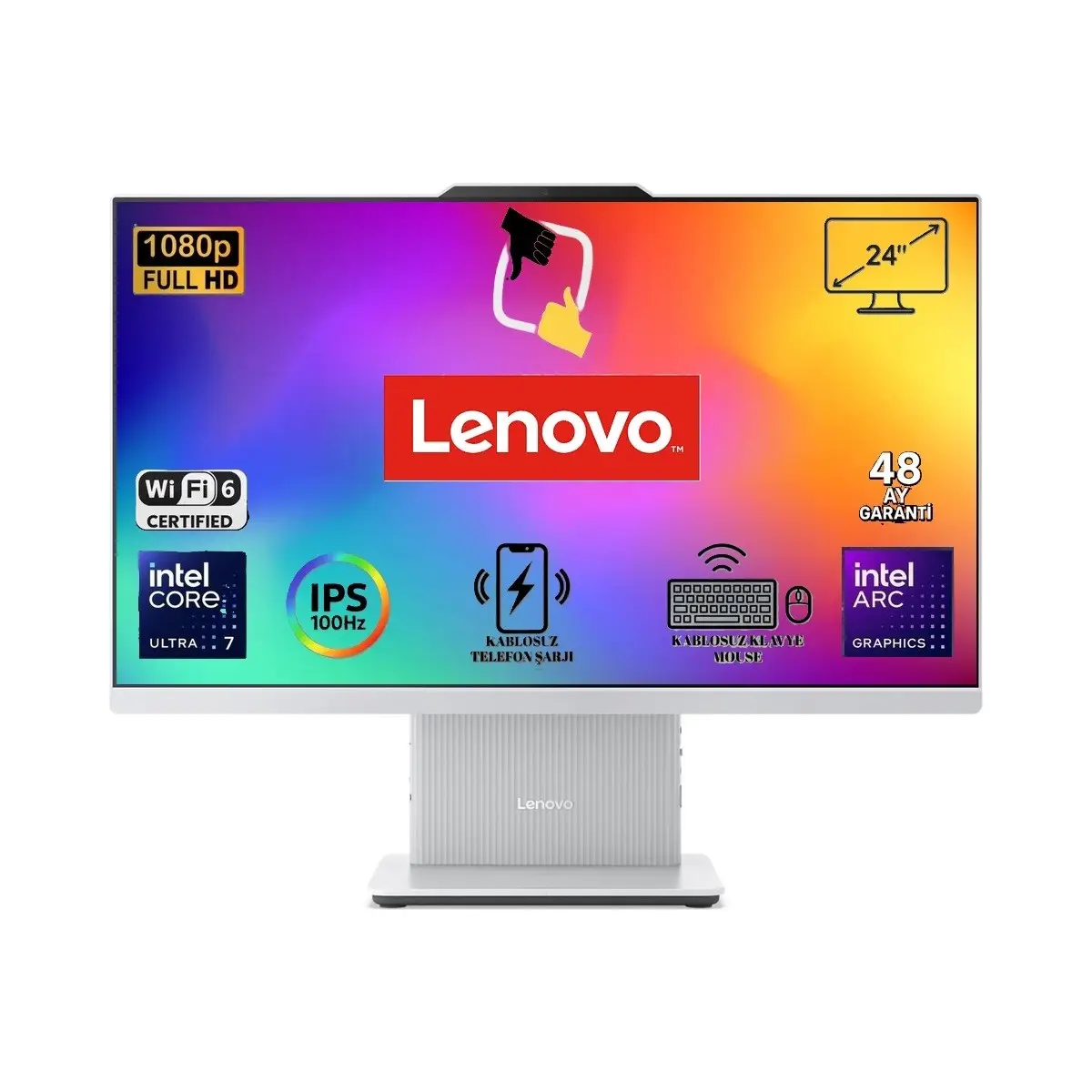 Ideacentre 24ILL11 Intel Core U7-256V 16GB 1tb 23.8'' Fhd Windows 11 Pro Beyaz Aı-Powered Aıo Bilgisayar F0JY001ATR Snertech