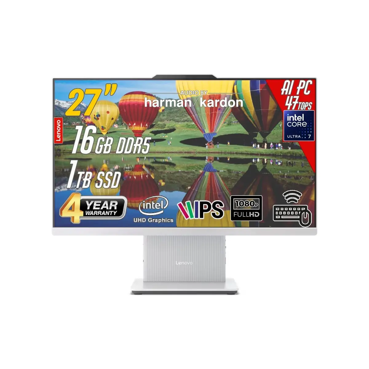 Ideacentre 27ILL11 Intel Core U7-256V 16GB 1tb 27 Fhd Freedos Beyaz Aı-Powered Aıo Bilgisayar