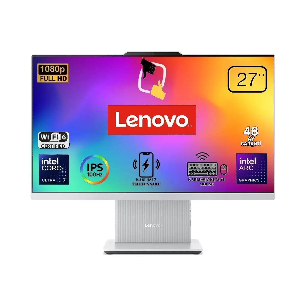 Ideacentre 27ILL11 Intel Core U7-256V 16GB 512GB 27'' Fhd Windows 11 Pro Beyaz Aı-Powered Aıo Bilgisayar F0JW0010TR Snertech