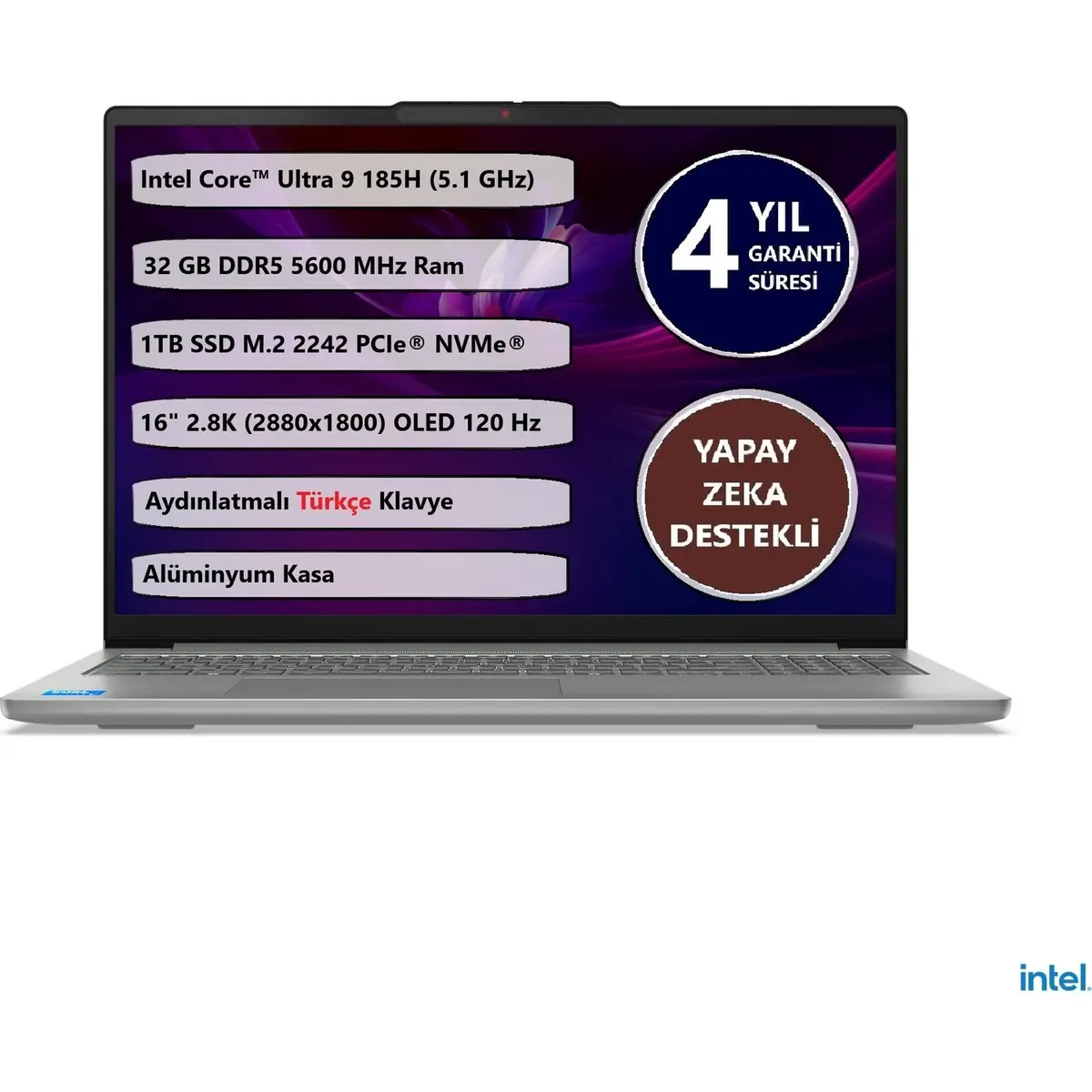 Ideapad Slım 5 16IMH10 Intel Core™ Ultra 9 185H 32GB 1 Tb SSD Freedos 16" 83V70057TR Taşınabilirbilgisayar