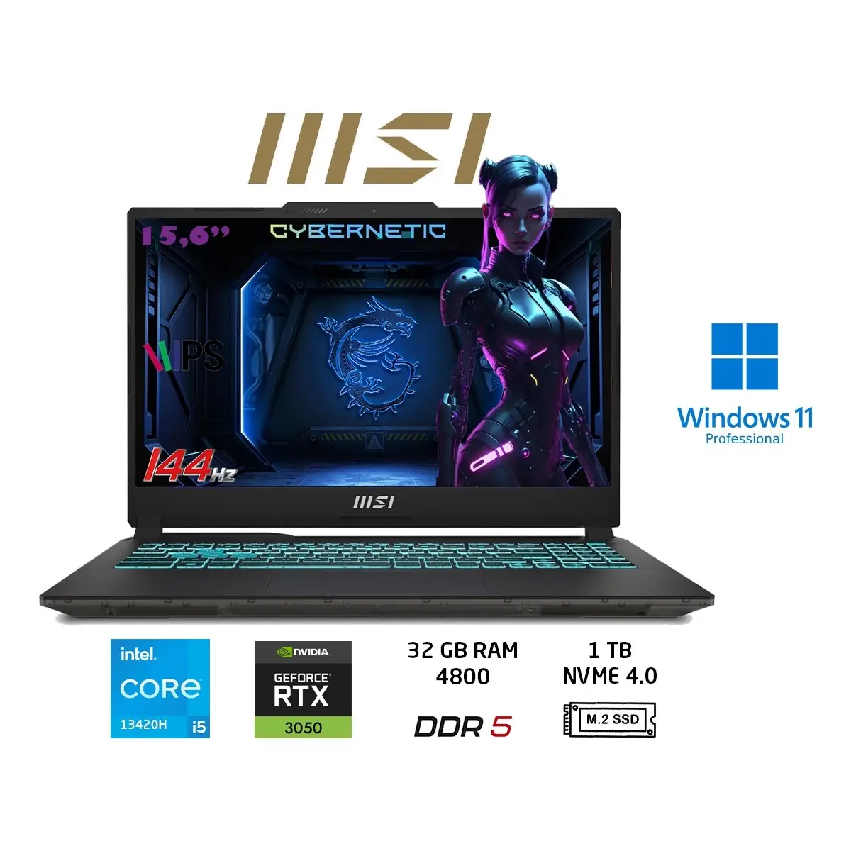 Msı Cyborg 15 A13UC-2087XTR Intel Core I5 13420H 32GB 1tb SSD RTX3050 W11 Pro 15.6" Fhd 144Hz Taşınabilir Bilgisayar Duddi
