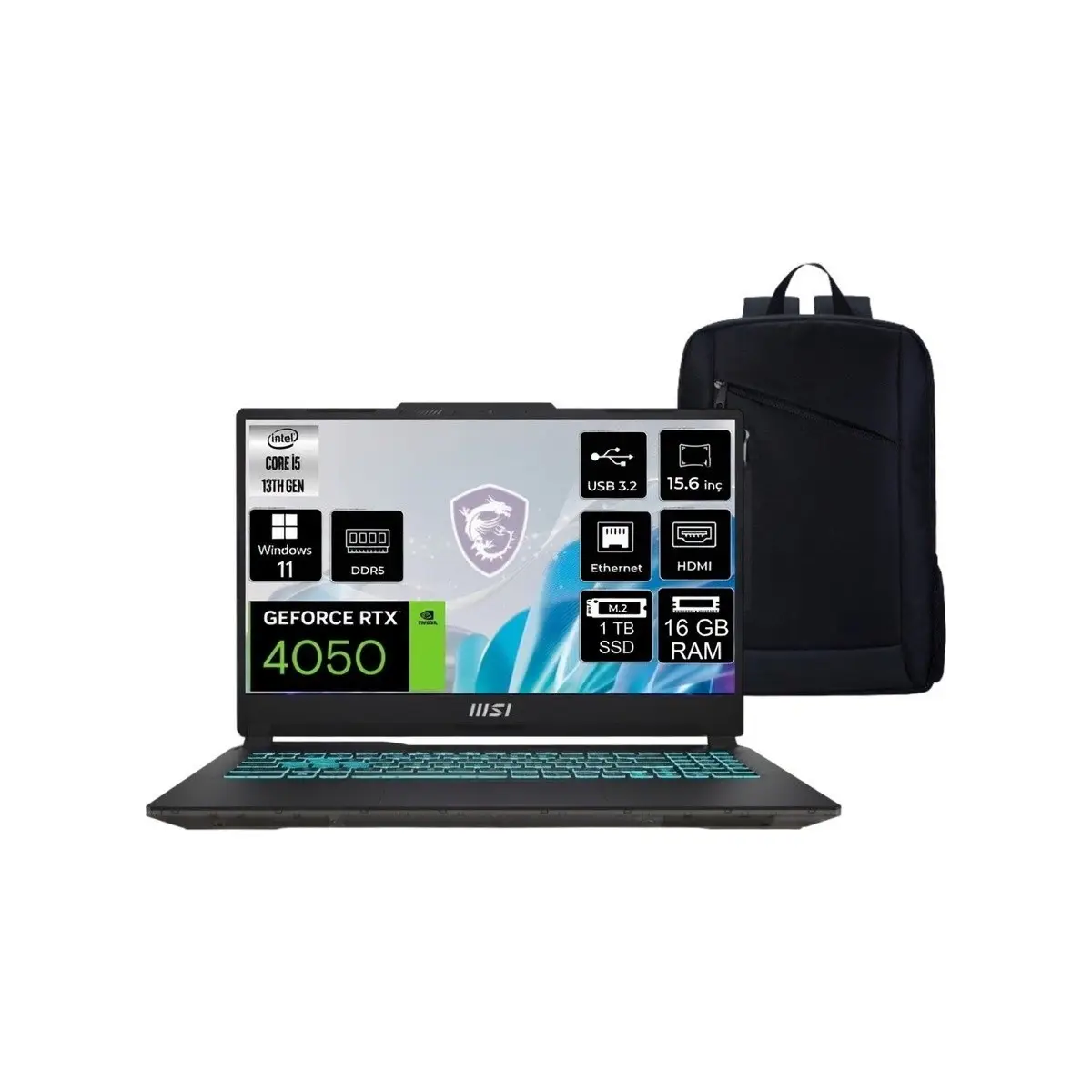 Msı Cyborg 15 A13VE-2268XTRNN Intel Core I5 13420H 16GB 512GB SSD RTX4050 Windows 11 15.6" Fhd Taşınabilir Bilgisayar
