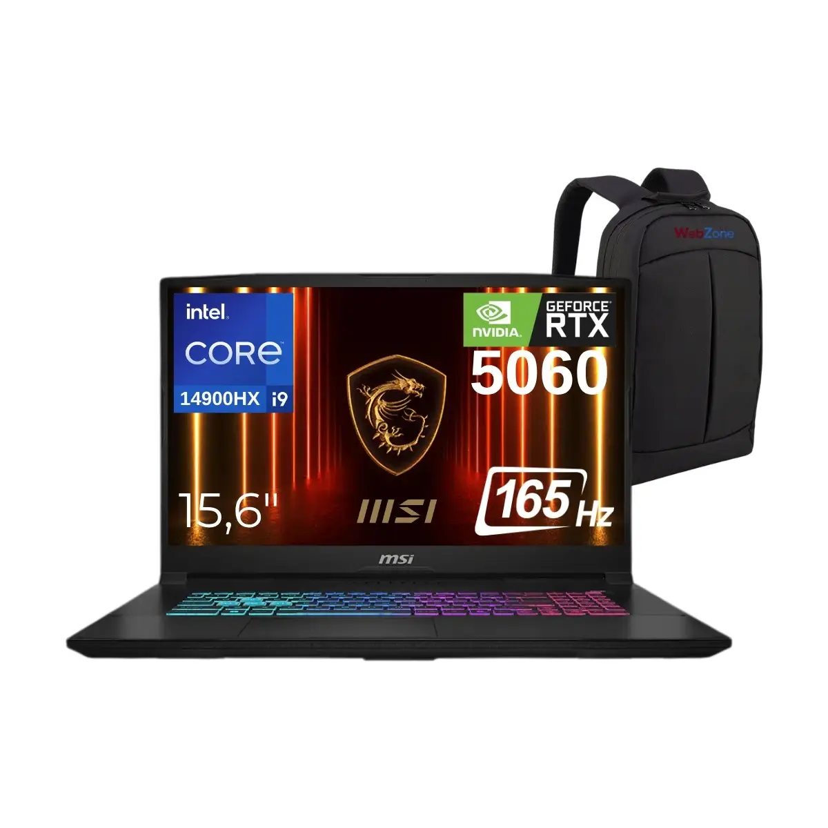 Msı Katana 15 Hx B14WFK-450XTR Intel Core I9 14900HX 16GB 512GB SSD RTX5060 Freedos 15.6" Qhd 165Hz Taşınabilir Bilgisayar - Webzone Çanta Wz1