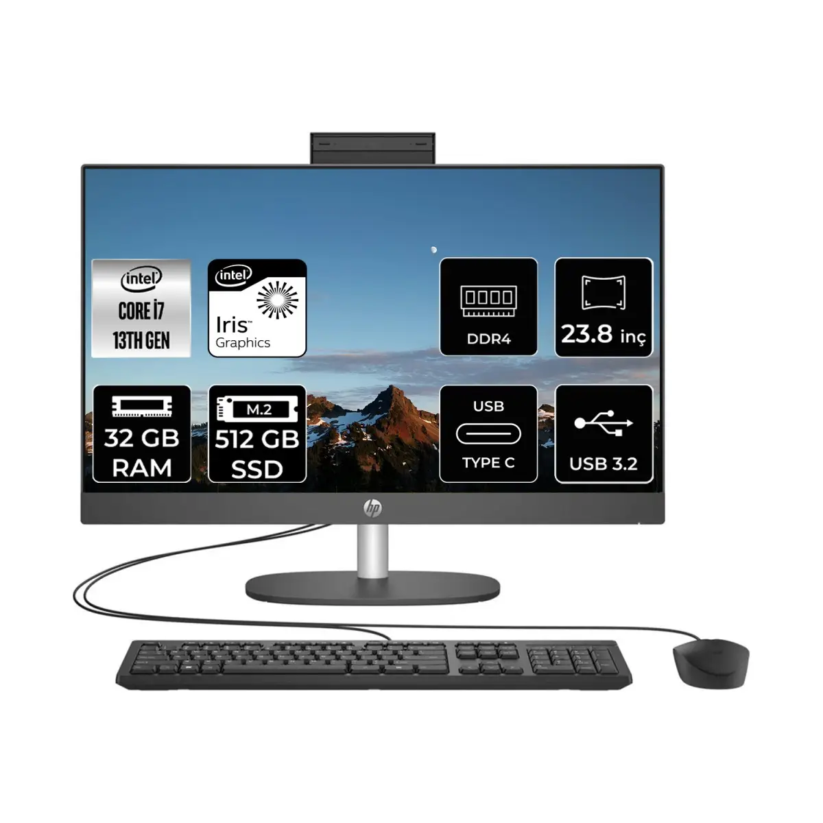 Proone 240 G10 Intel Core I7 1355U 32GB 512GB SSD 23.8" Fhd Fdos All In One Bilgisayar 8T2W8ESP327