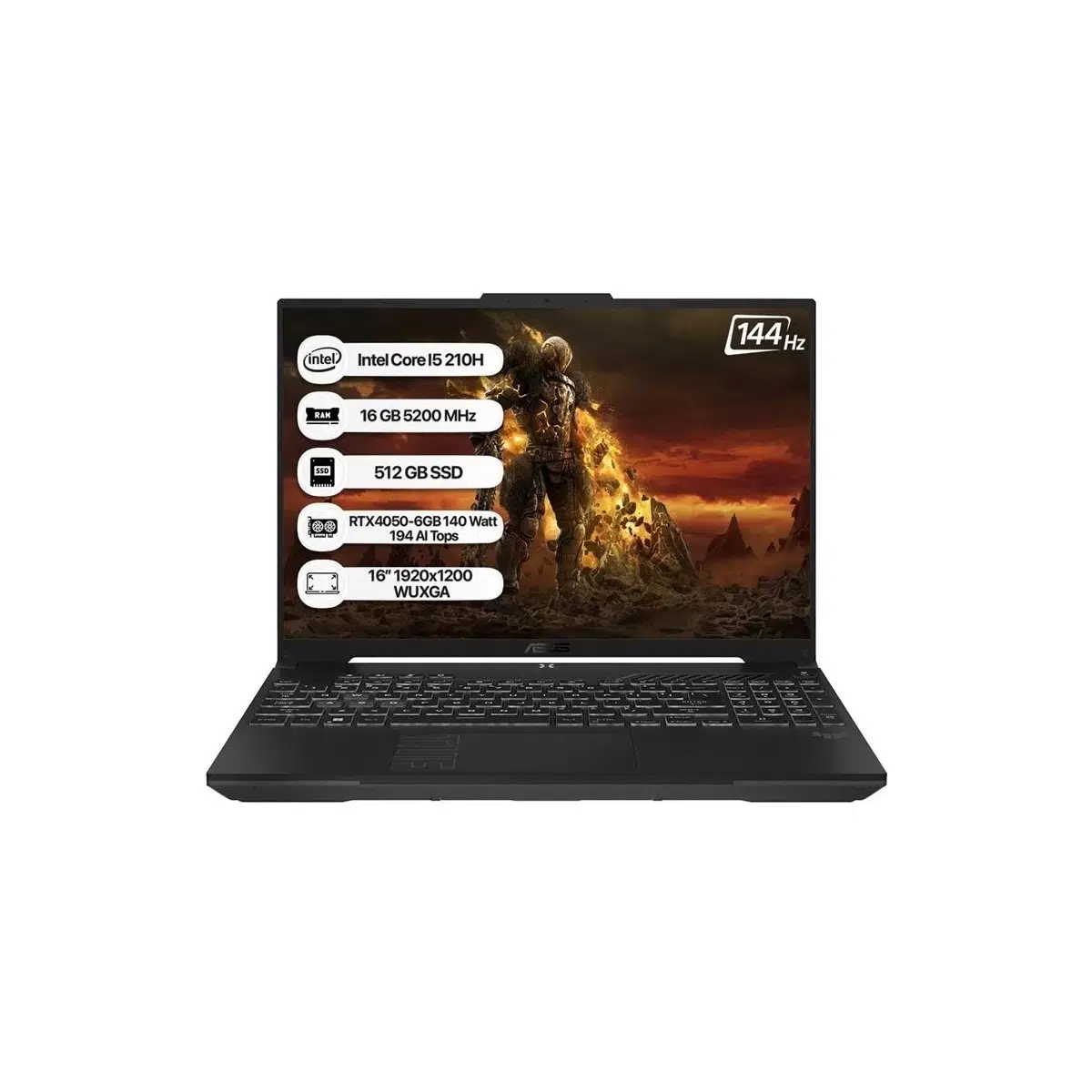 Tuf Gaming F16 FX607VU-RL142 I5 210H 16GB 512GB RTX4050-6GB 140W FreeDOS 16" 144Hz Notebook