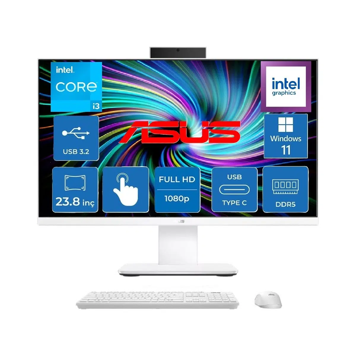 V440VAT Intel Core 3-100U 4.7ghz 8 GB 256 SSD 23.8" Dokunmatik Fhd Widows 11 Pro All In One Bilgisayar