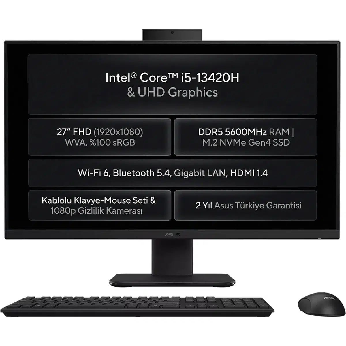 V470 Intel Core I5-13420H 24GB 1tb SSD 27" Fhd Windows 11 Pro All In One Bilgisayar V470VAK-BPE0250 012