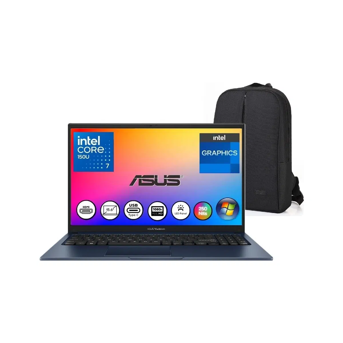 vivobook X1504VA 15 Core 7 150U 8 GB 1 Tb SSD 15.6'' Fullhd Windows 11 Pro Taşınabilir Dizüstü Bilgisayar Snertechi Çanta